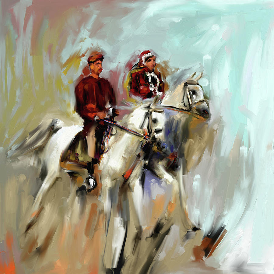 Painting 735 1 Horse Race 2 Painting by Mawra Tahreem