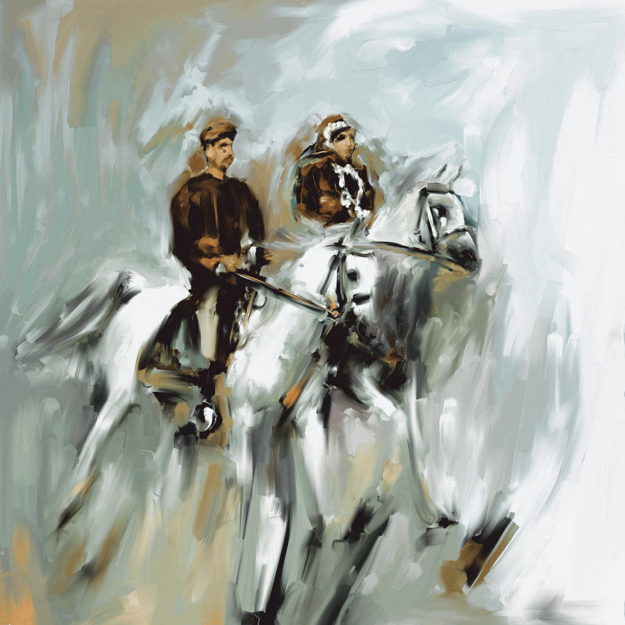 Painting 735 3 Horse Race 2 Painting by Mawra Tahreem