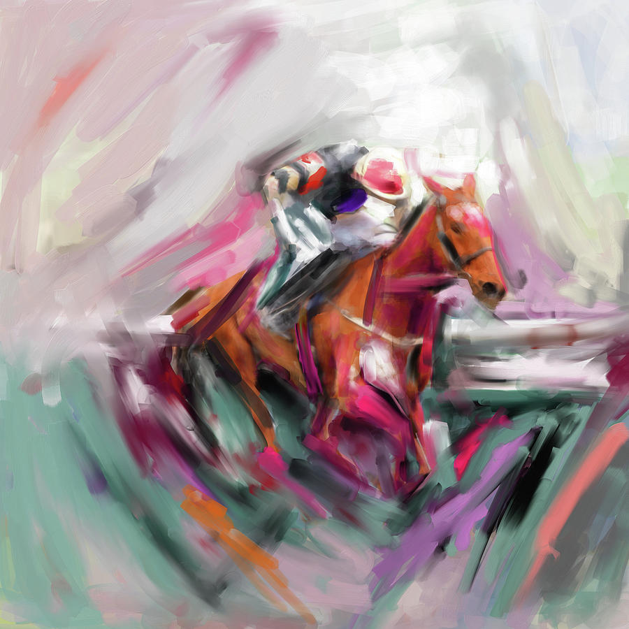 Painting 738 2 Horse Race 5 Painting by Mawra Tahreem