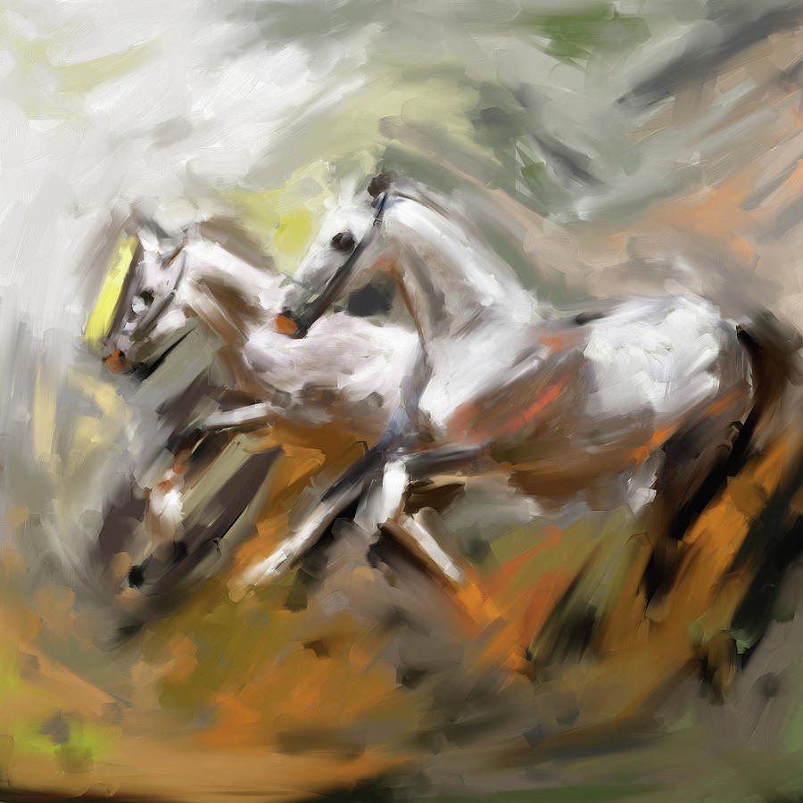 Painting 739 2 Horse Race 6 Painting by Mawra Tahreem
