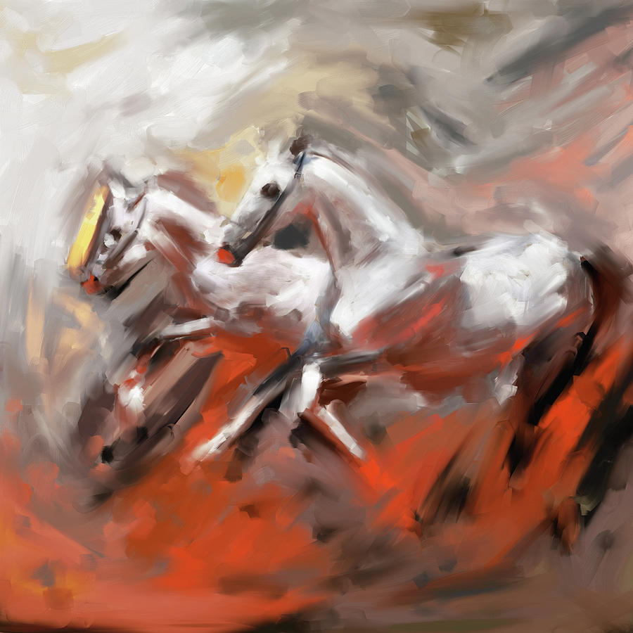 Painting 739 3 Horse Race 6 Painting by Mawra Tahreem