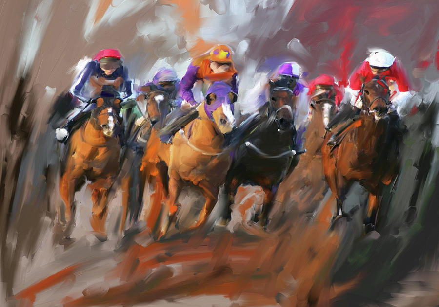 Painting 748 3 Horse Race 15 Painting by Mawra Tahreem