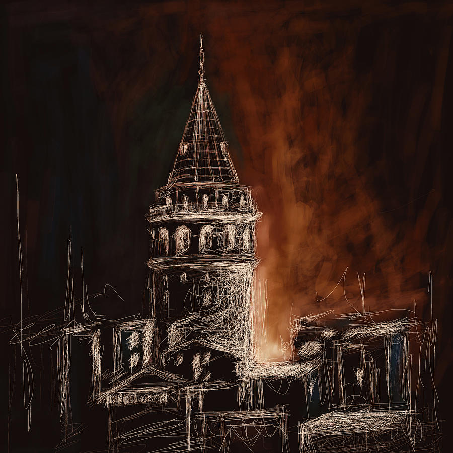Painting 762 4 Galata Tower Painting by Mawra Tahreem