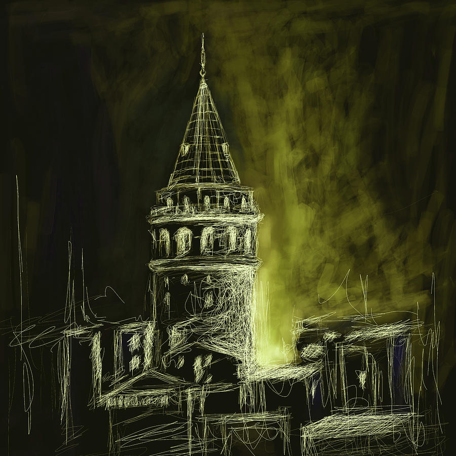 Painting 762 5 Galata Tower Painting by Mawra Tahreem