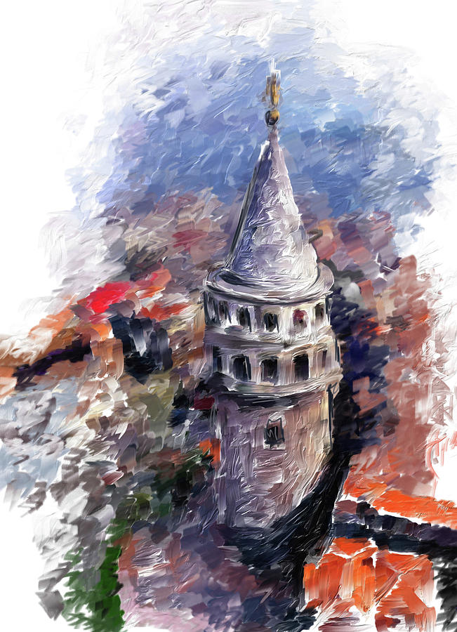 Painting 765 1 Galata Tower Painting by Mawra Tahreem