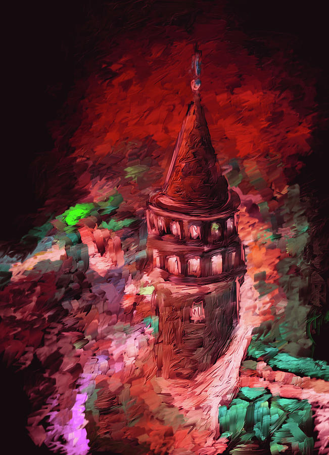 Painting 765 3 Galata Tower Painting by Mawra Tahreem