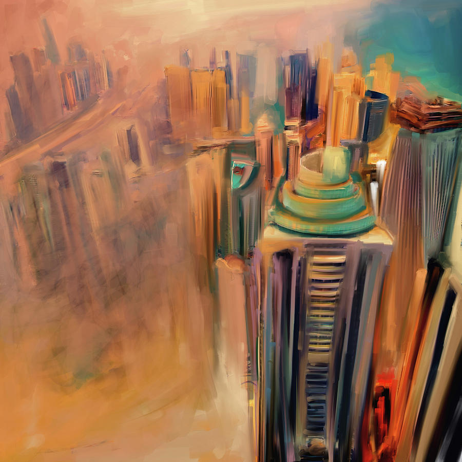Painting 778 1 Dubai Skyline Painting by Mawra Tahreem
