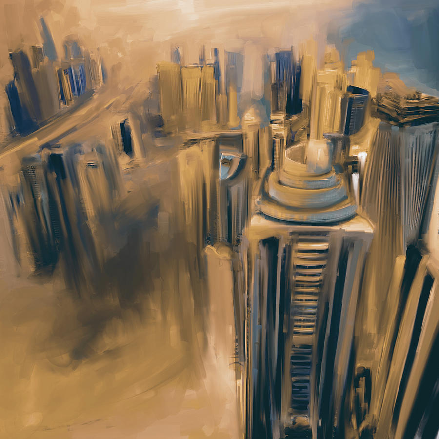 Painting 778 5 Dubai Skyline Painting by Mawra Tahreem