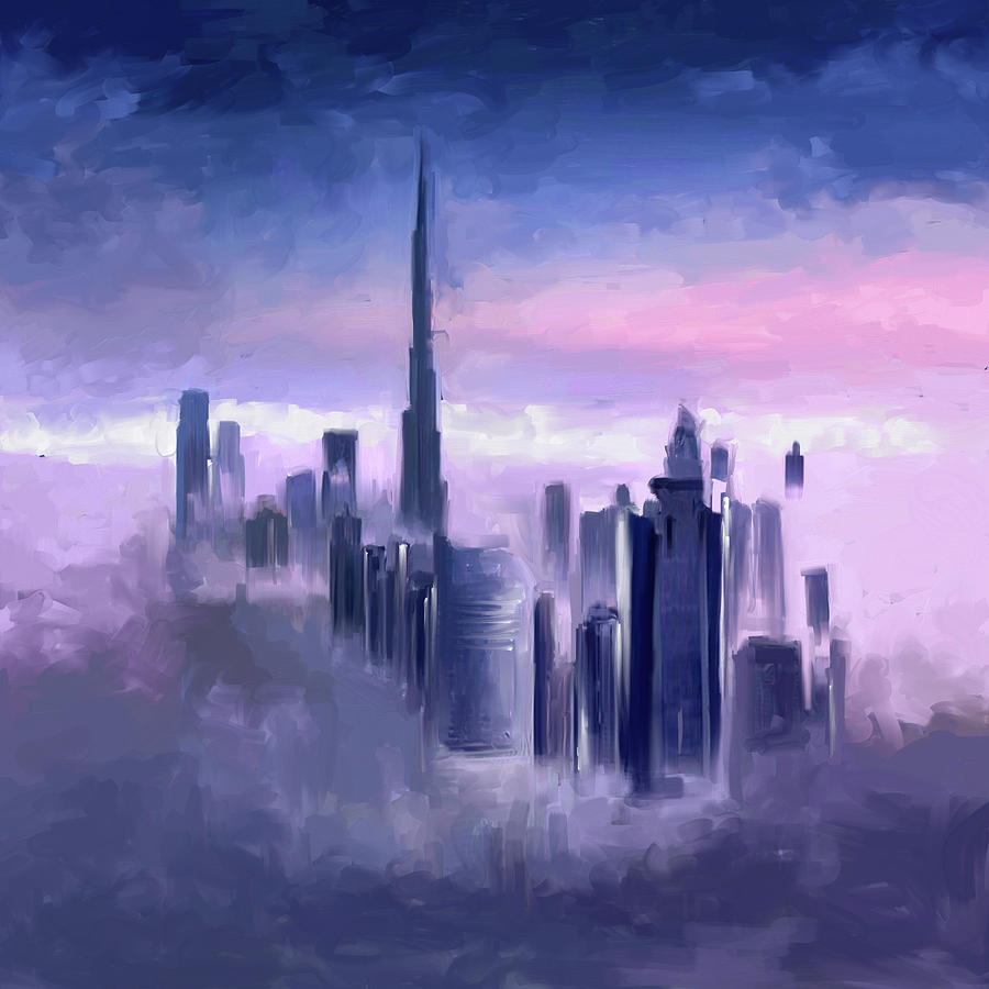 Painting 779 1 Dubai Skyline Painting by Mawra Tahreem