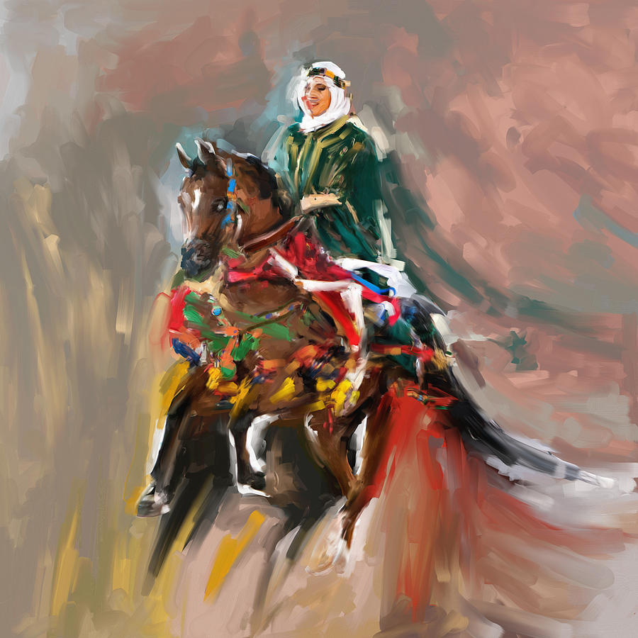 Painting 781 1 Arabian Horse Rider Painting by Mawra Tahreem
