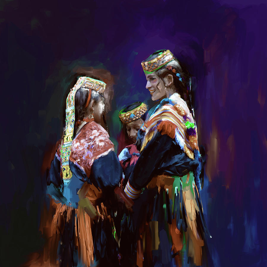 Kailash Painting - Painting 784 3 Kailash Women by Mawra Tahreem