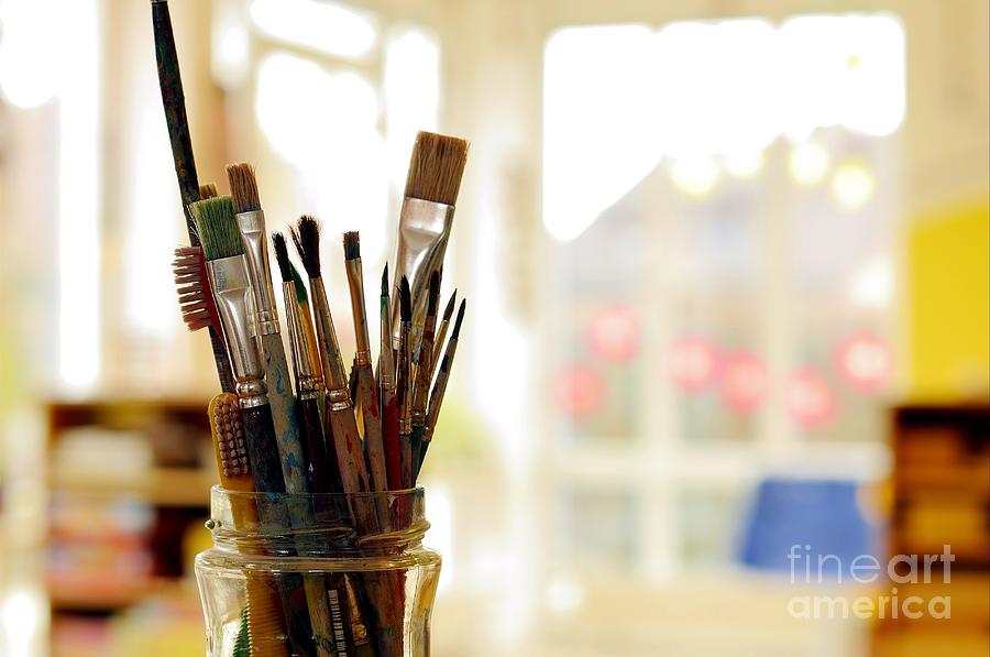 Brush Mixed Media - Painting Art Brushes in the Jar by Dt
