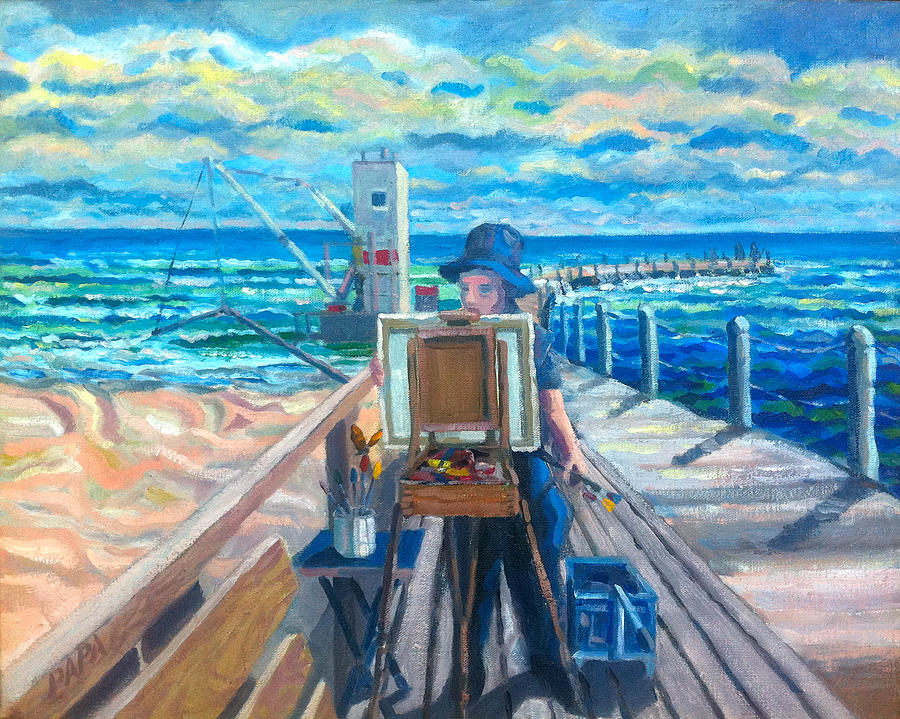 Painting at the Pier Painting by Ralph Papa