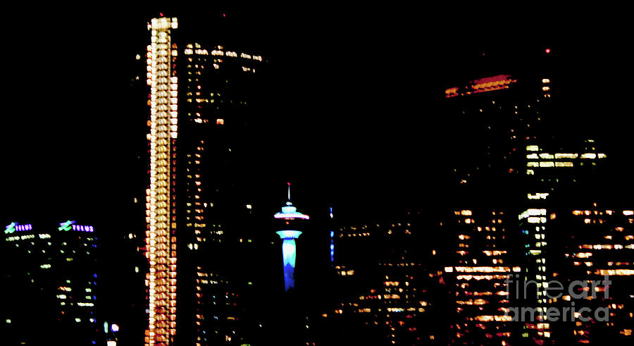 Painting Calgary Bright at Night Photograph by Nina Silver