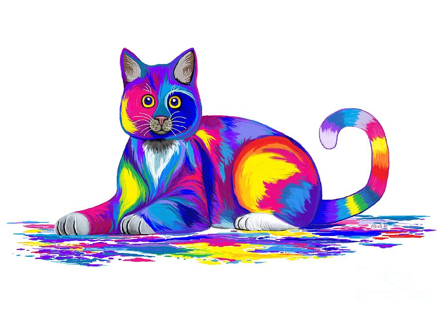 Painting Colorful Cat Digital Art by Nick Gustafson