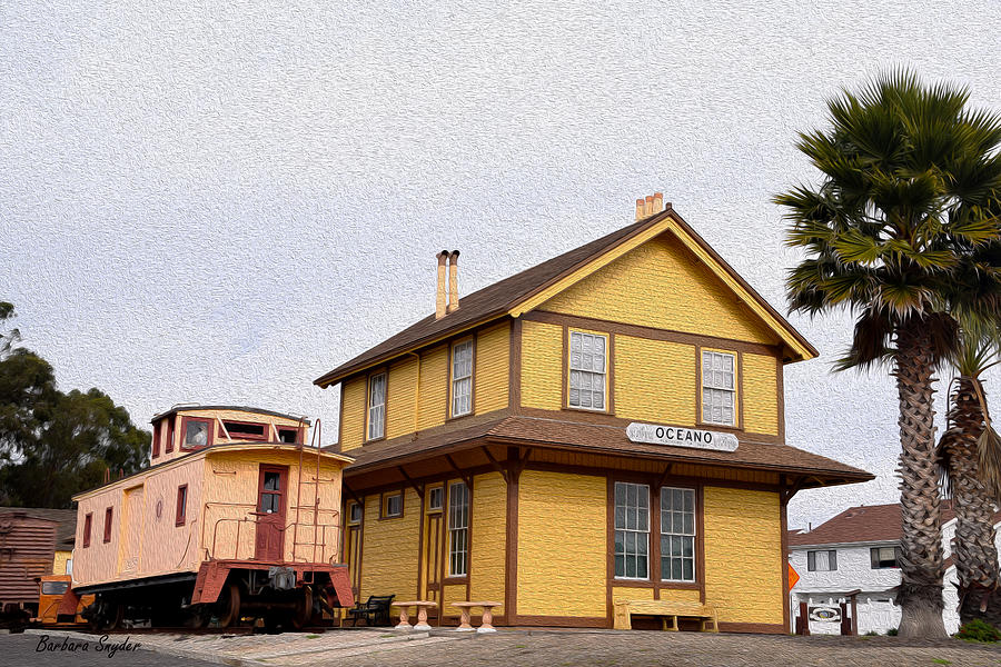 Painting Oceano Depot Museum Painting by Barbara Snyder