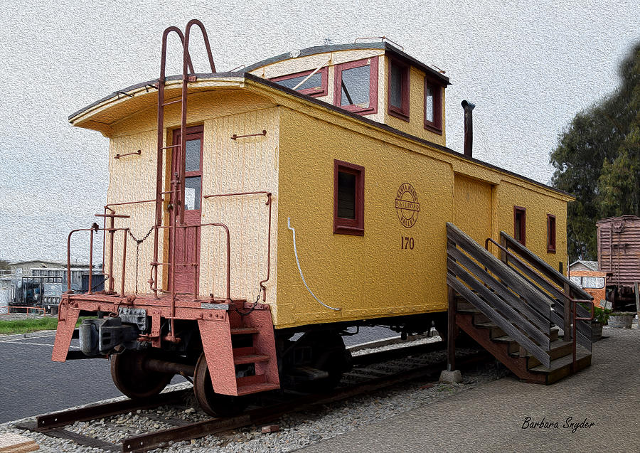 Painting Oceano Depot Museum Caboose  Painting by Barbara Snyder