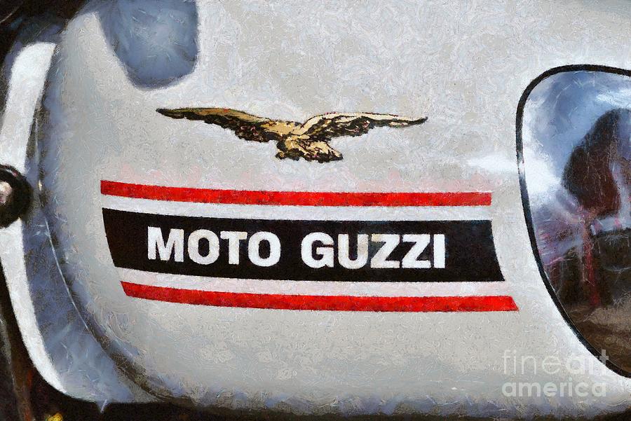 Painting of a 1972 Moto Guzzi V7 fuel tank Painting by George Atsametakis