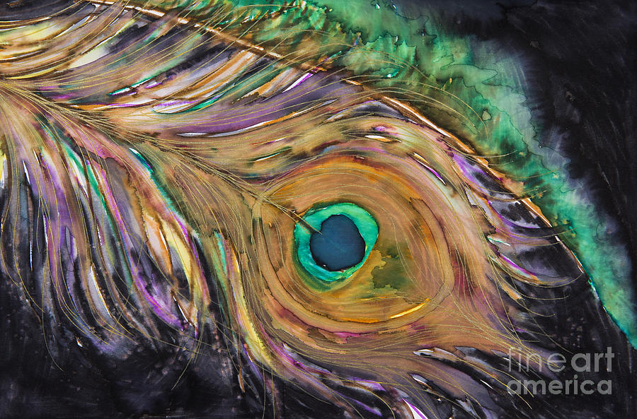 Painting of a colourful feather Photograph by Tara Thelen