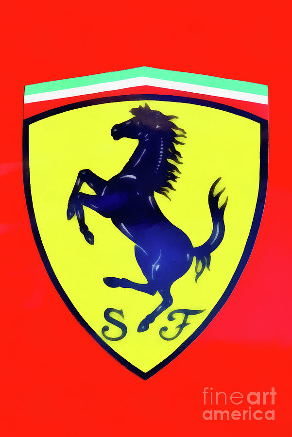 Car Painting - Painting of Ferrari badge #3 by George Atsametakis