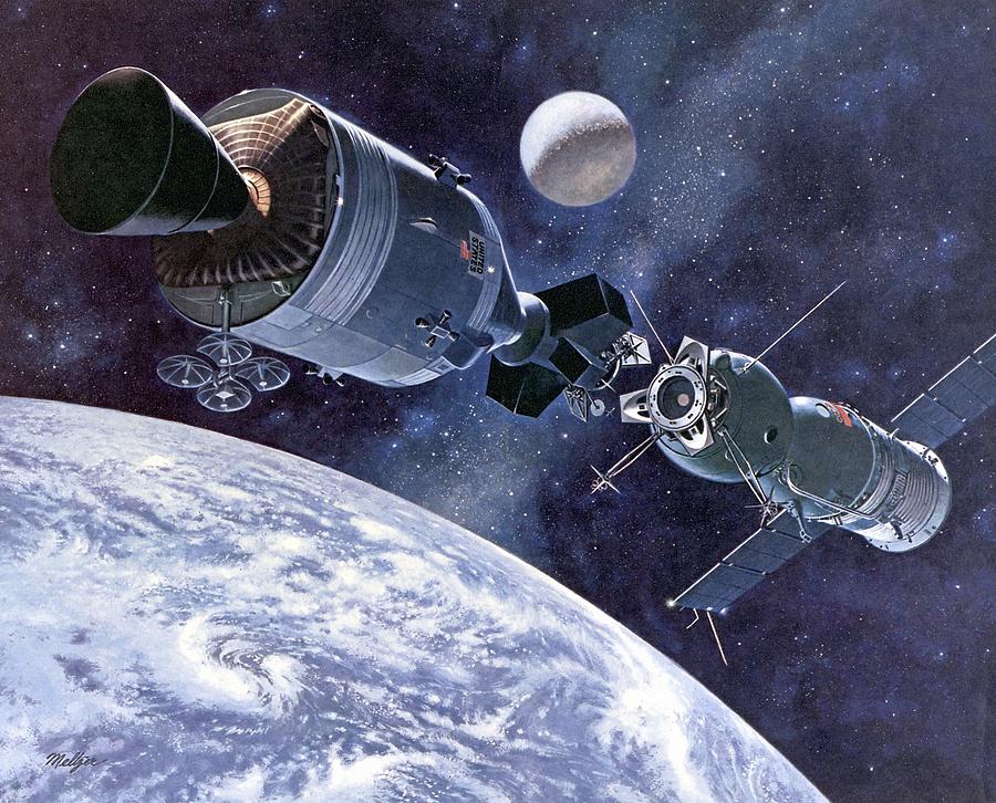 Painting Of Apollo-soyuz Test Project Photograph by Everett