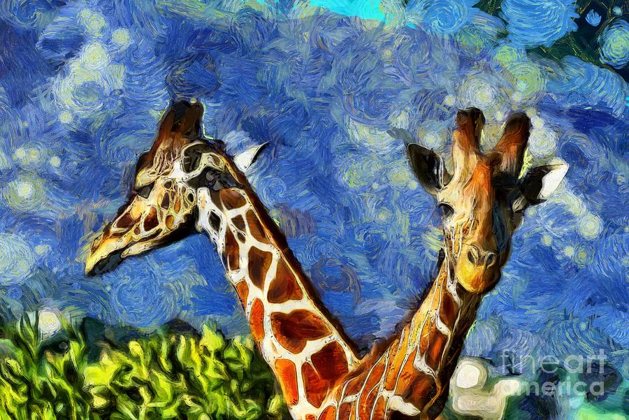 Painting of Baringo giraffes Painting by George Atsametakis