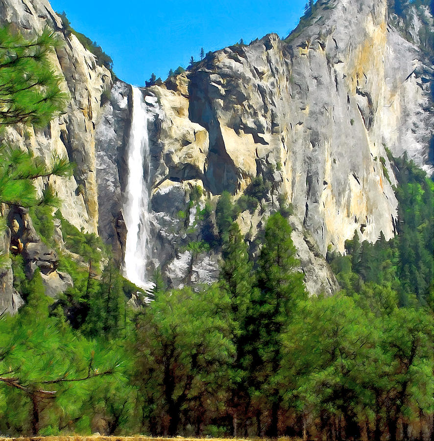 Painting Of Bridalveil Falls Yosemite National Park Photograph
