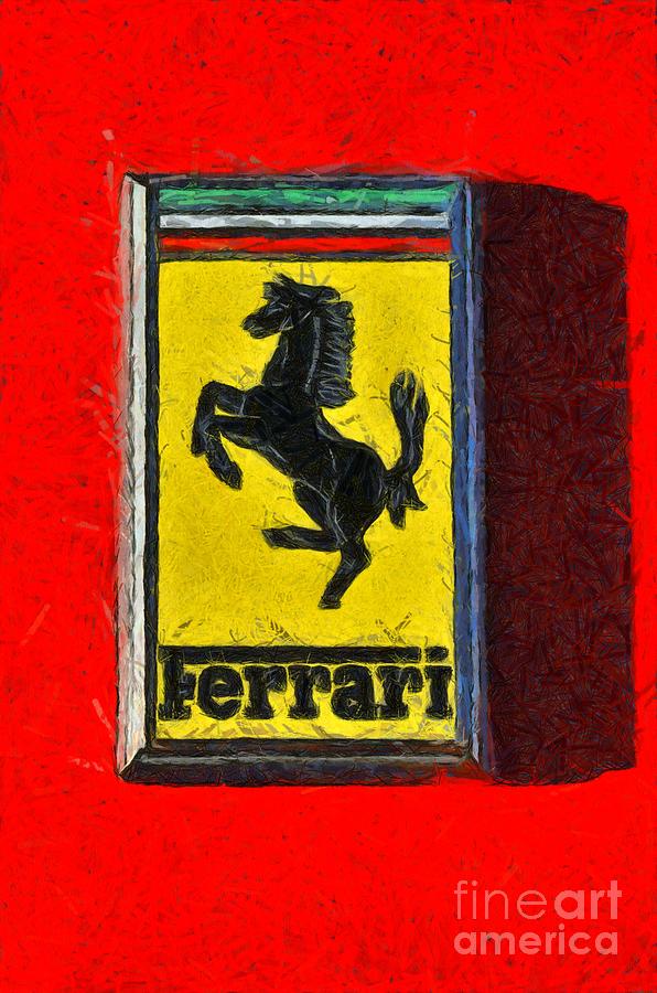 Painting of Ferrari badge Painting by George Atsametakis