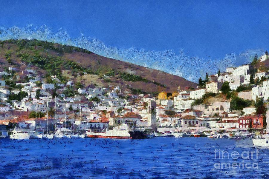 Painting of Hydra island Painting by George Atsametakis