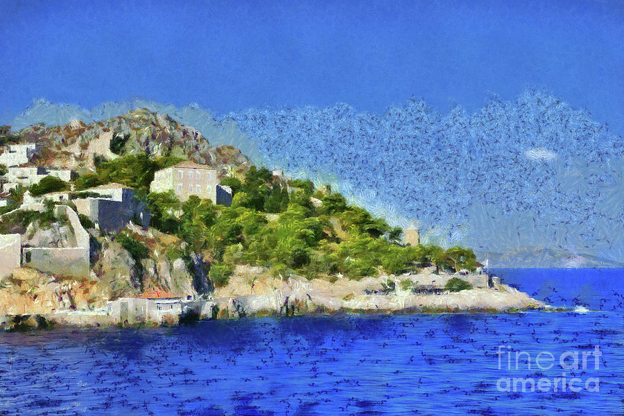 Painting of Hydra island II Painting by George Atsametakis