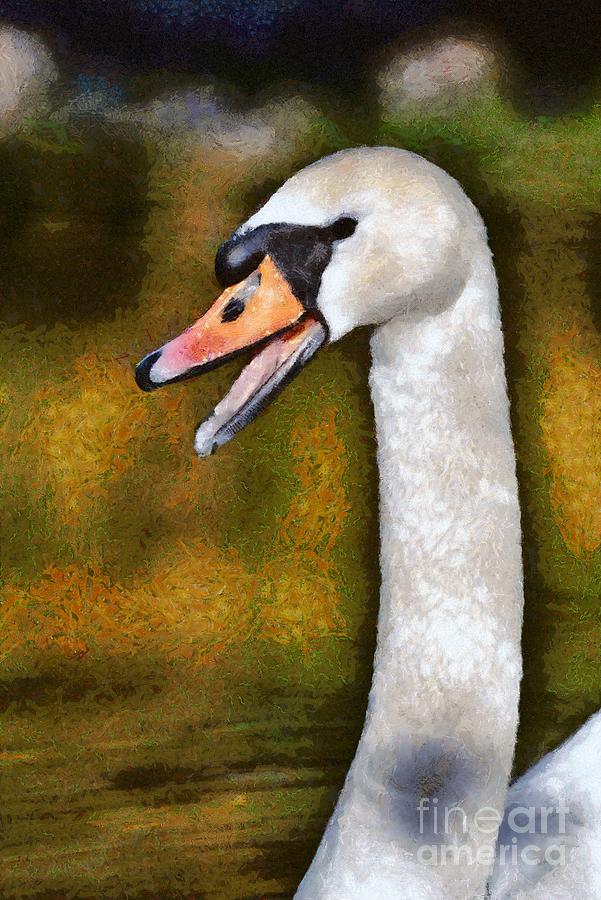 Painting of mute swan Painting by George Atsametakis