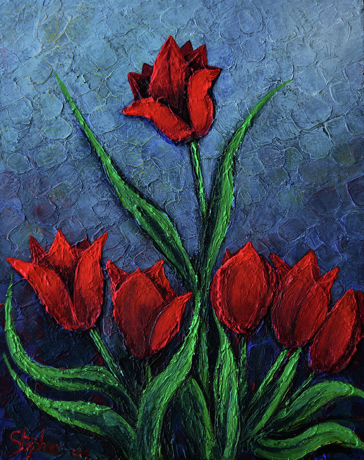 Painting of Red Tulips Painting by Stephen Humphries