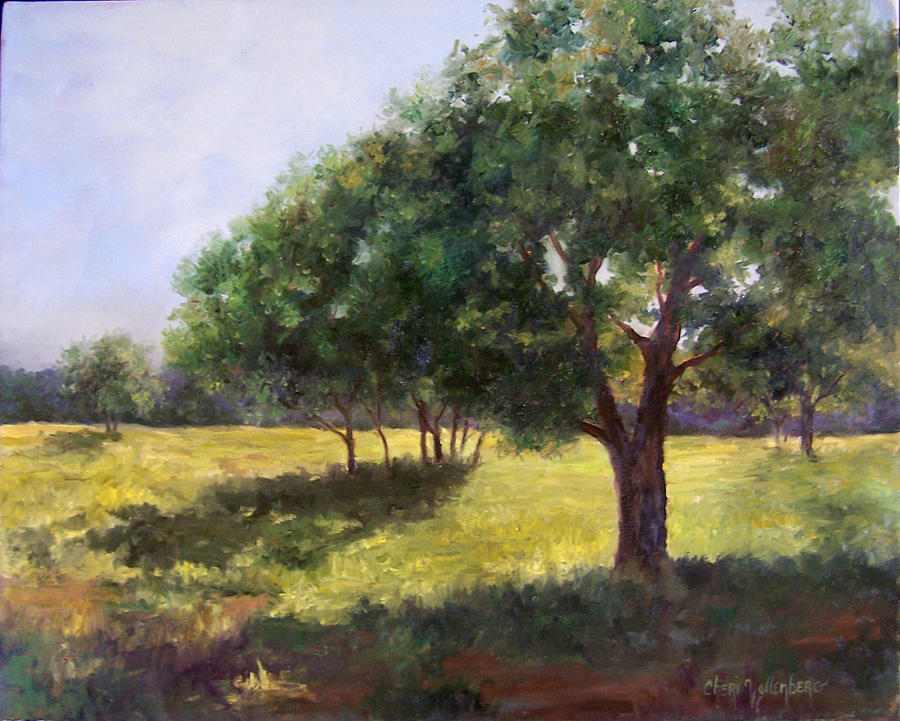 Painting of Sunlit Meadow Painting by Cheri Wollenberg