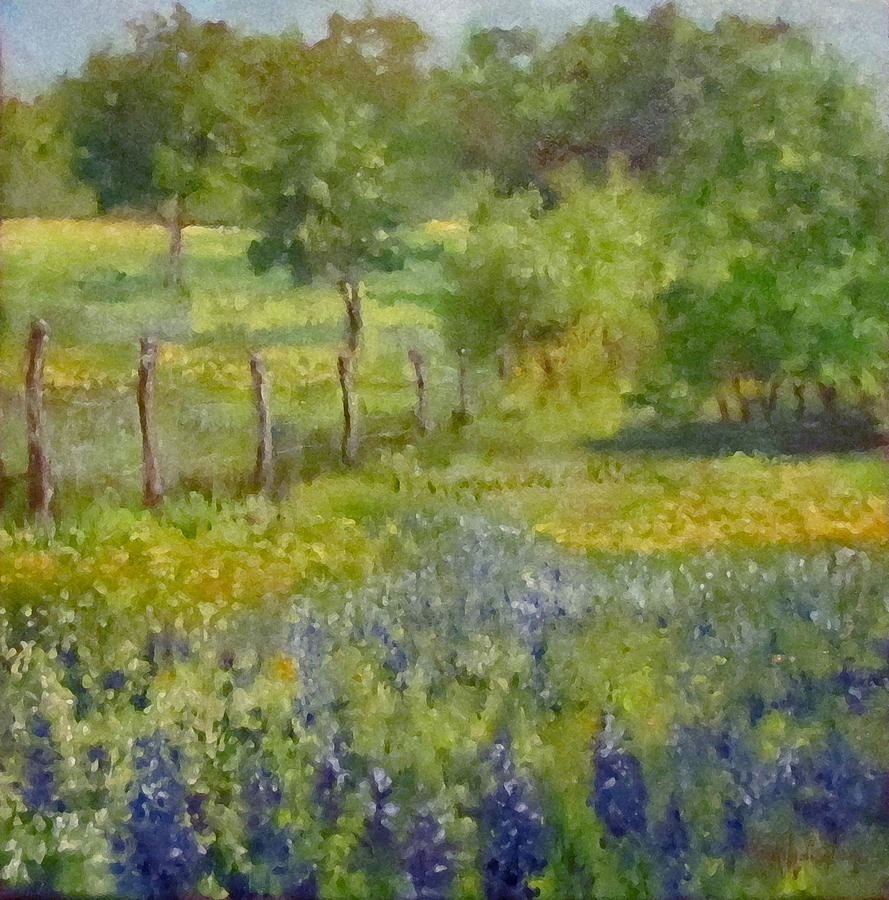 Painting of Texas Bluebonnets Painting by Cheri Wollenberg