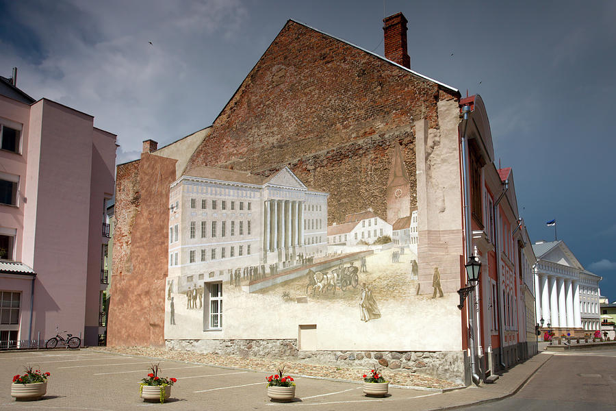 Painting On Tartu University Buildings Photograph