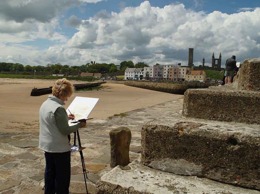 Painting St Andrews Harbour Photograph by Adrian Wale
