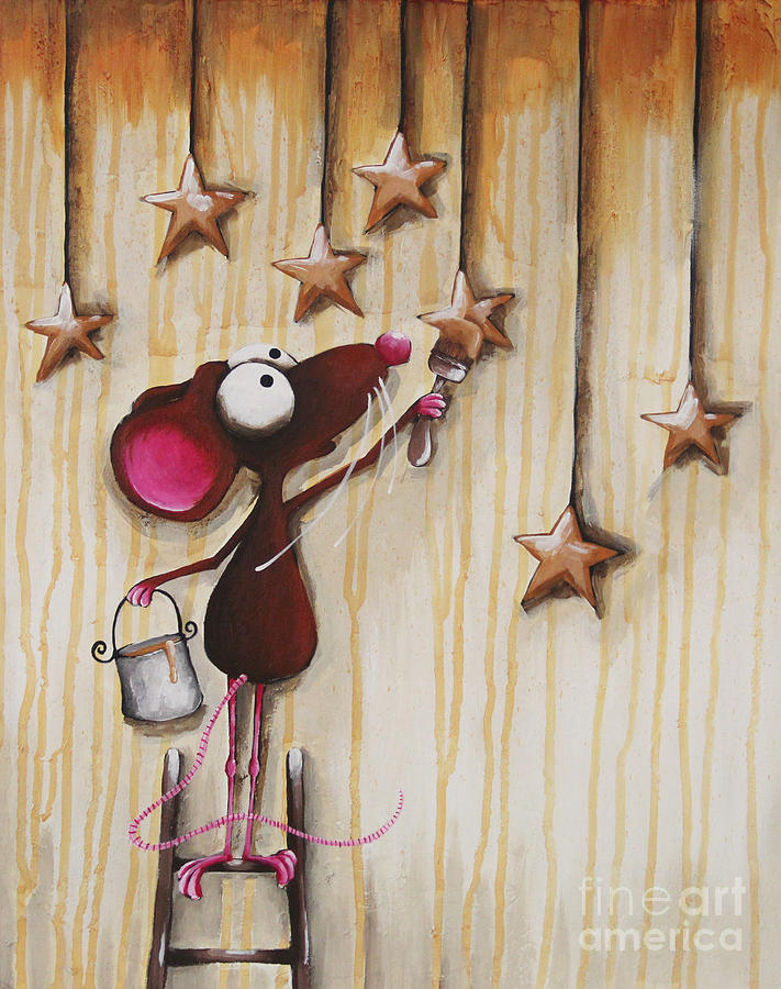 Mouse Painting - Painting Stars by Lucia Stewart