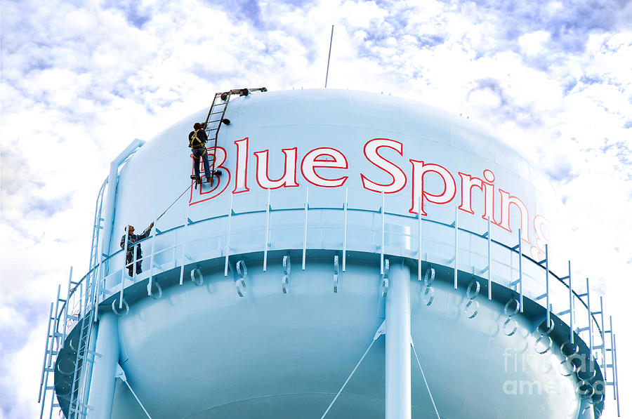 Painting The Blue Springs Water Tower  Photograph by Andee Design