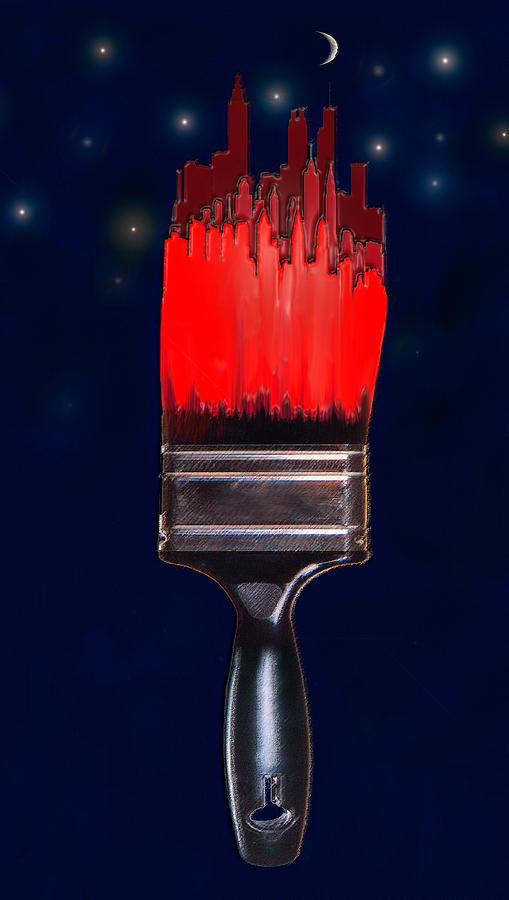 Paintbrush Still Life Digital Art - Painting The Town Red by Jane Schnetlage