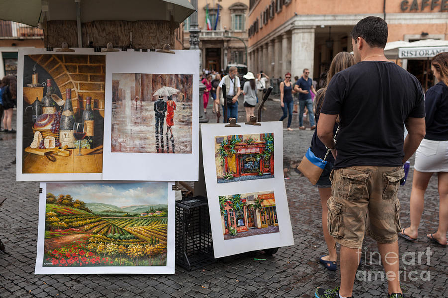 Summer Photograph - Paintings Navona Square by Corina Daniela Obertas