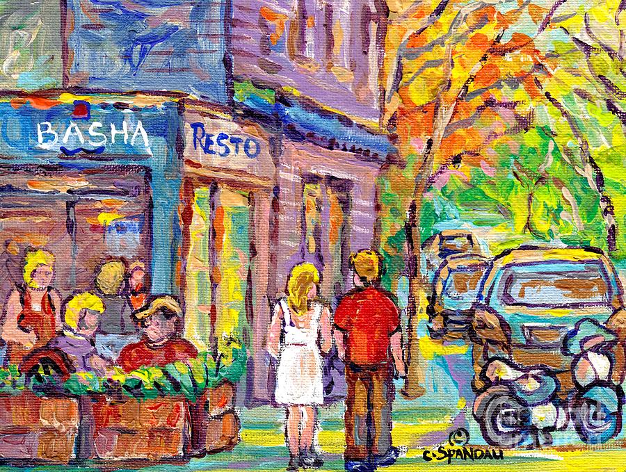 Paintings Of Verdun Landmark Restaurant Basha Lasalle Canadian Art Summer Scenes C Spandau Artist  Painting by Carole Spandau