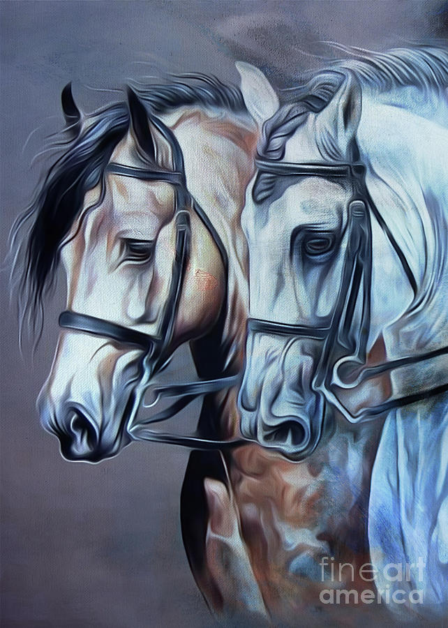 Pair of Beautiful Horses  Painting by Gull G