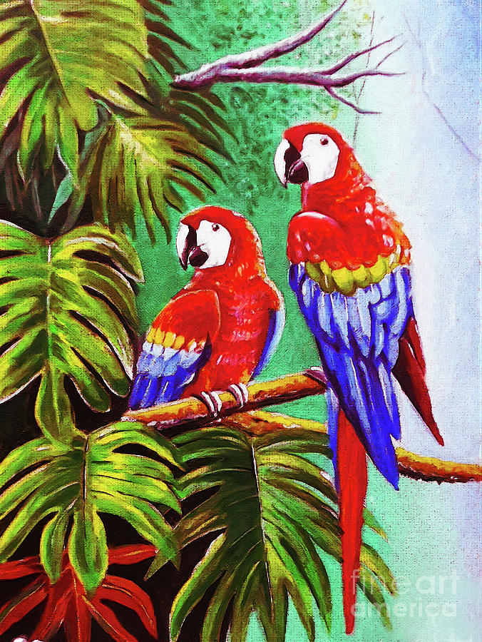 Pair of beautiful parrots Painting by Gull G