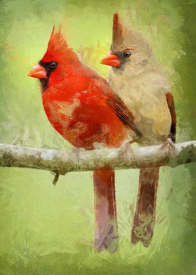 Pair of Cardinals Digital Art by Charmaine Zoe