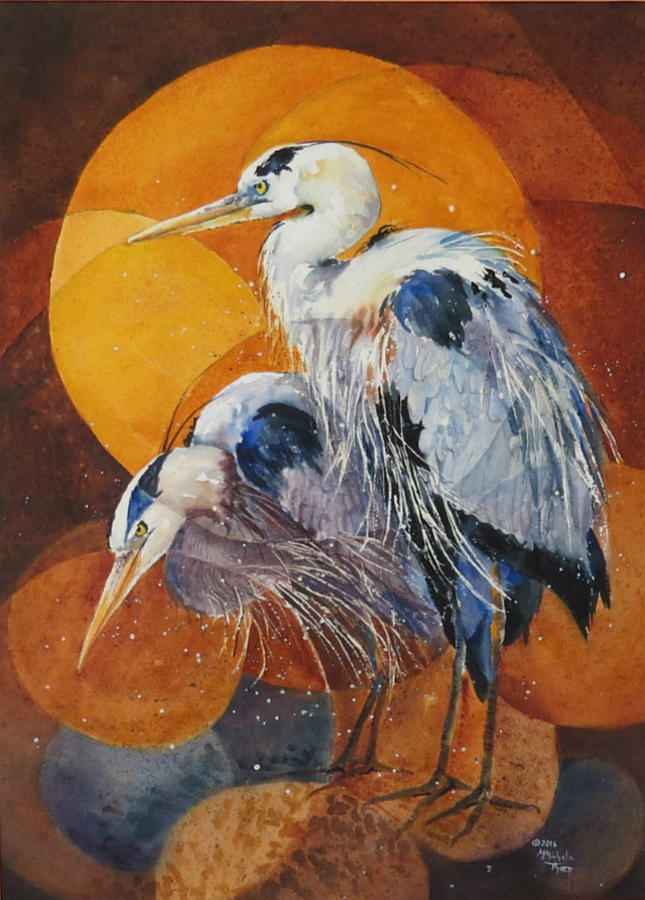 Pair of Herons Painting by Michele Thorp - Fine Art America