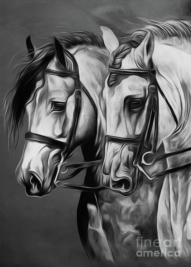 Pair of Horses Painting by Gull G