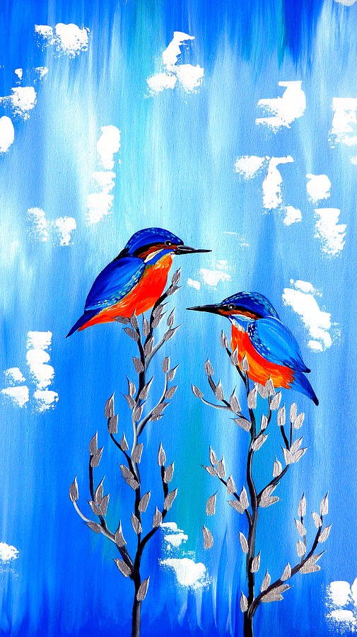 Pair Of Kingfishers Painting