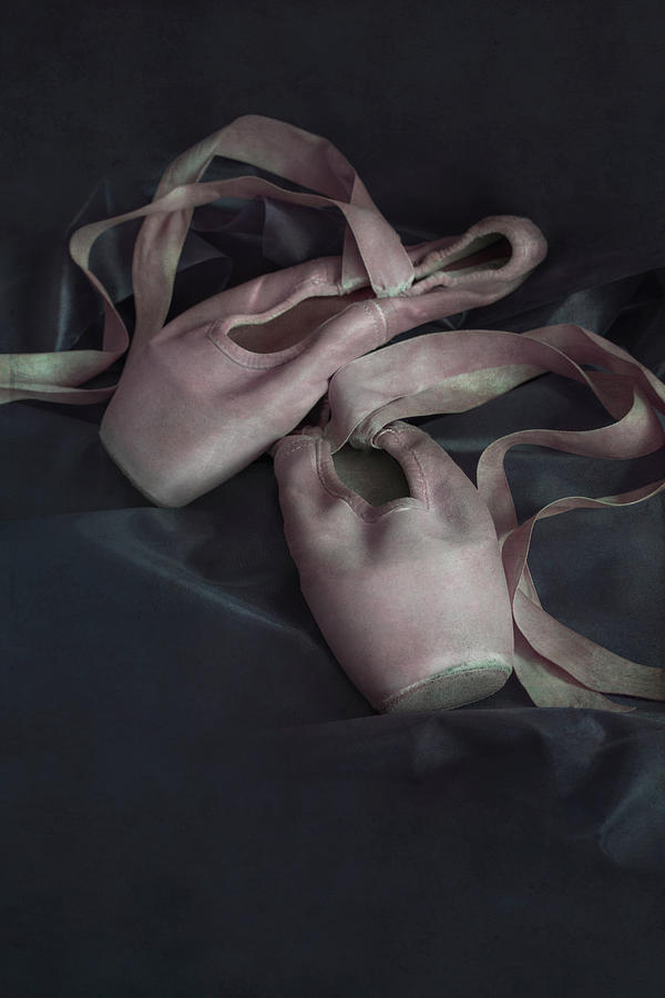 Vintage Photograph - Pair of pastel pink ballet shoes by Jaroslaw Blaminsky