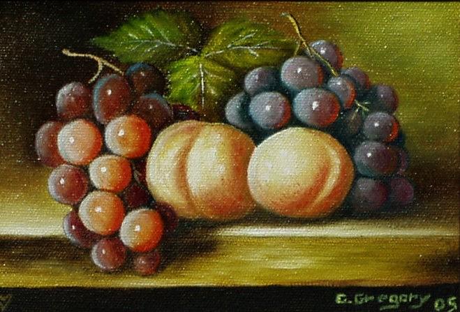 Still Life Painting - Pair of peachs by Gene Gregory