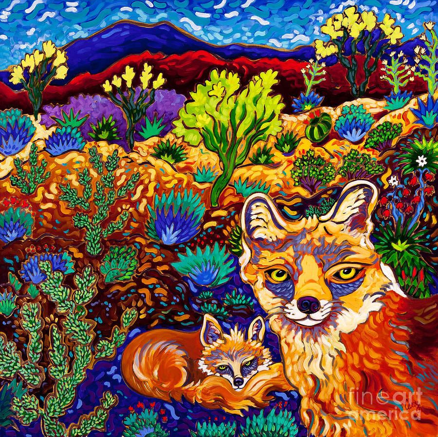 Paired Foxes Painting by Cathy Carey